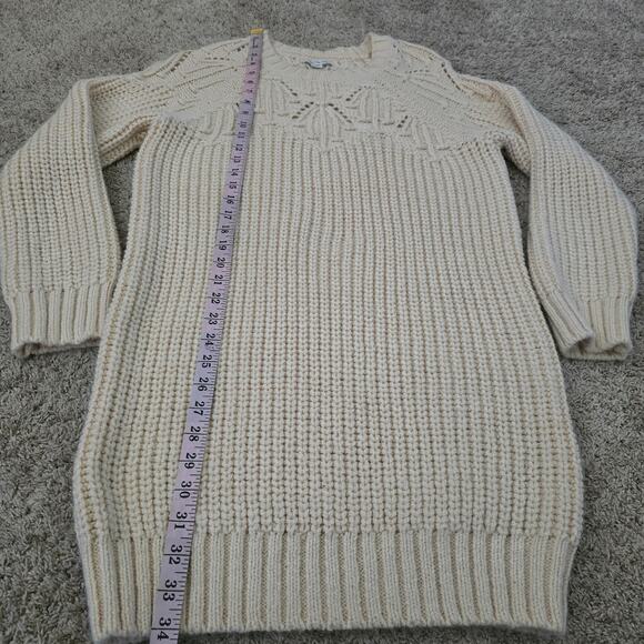 Women's Cream Knit Sweater Dress M Chucky Cozy Soft Minimalist Winter Layering - Picture 9 of 11